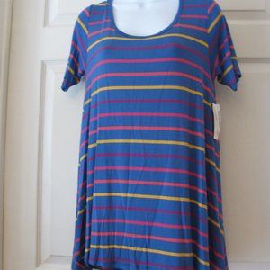 LuLaRoe Perfect T XXS 2XS NWT $35 Blue with Pink Red Yellow Stripes